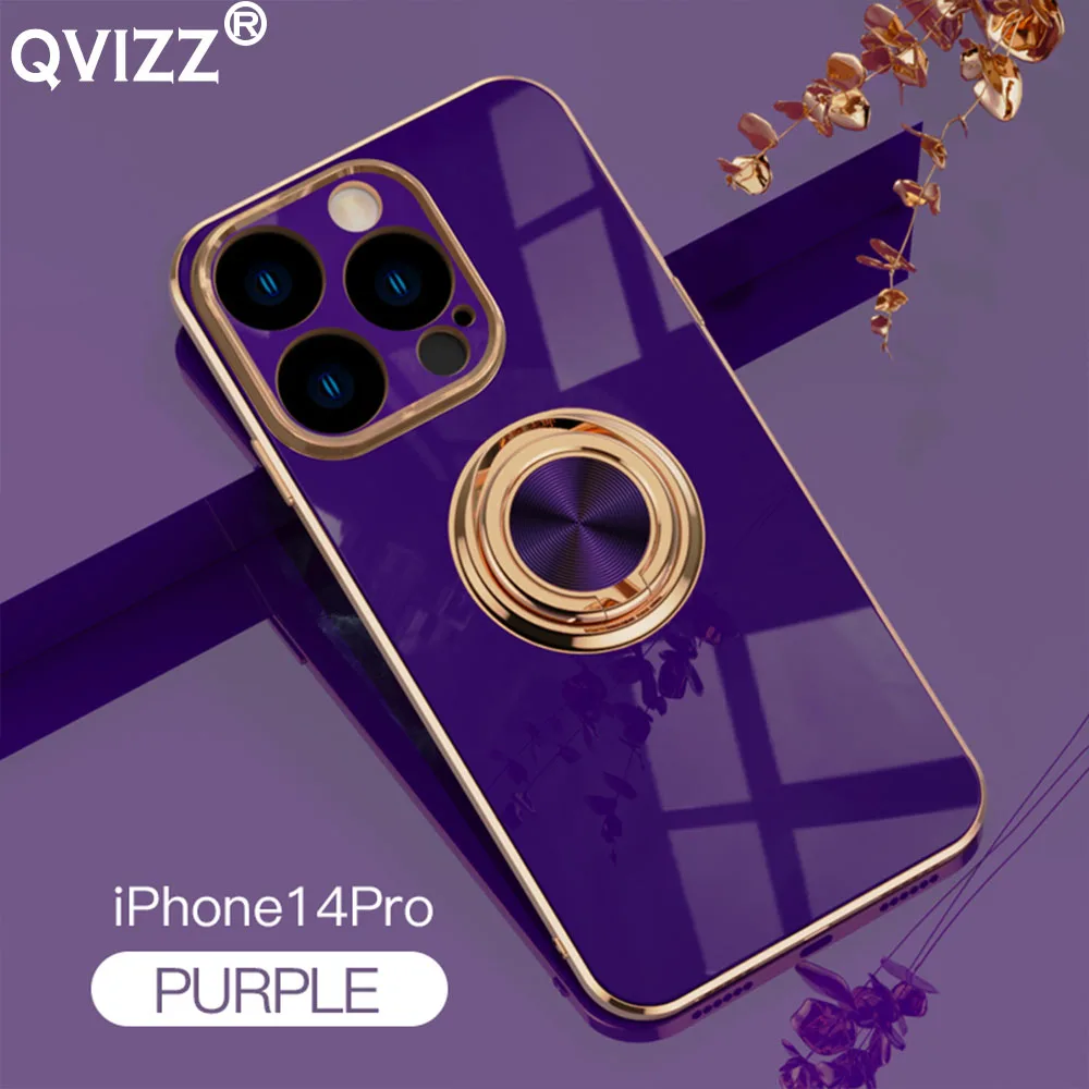 

3 IN 1 Plating Case For iPhone 14 Pro Max 14 Plus Car Magentic Ring Soft Silicone Phone Cover Apple iPhone 14pro 14plus 14promax