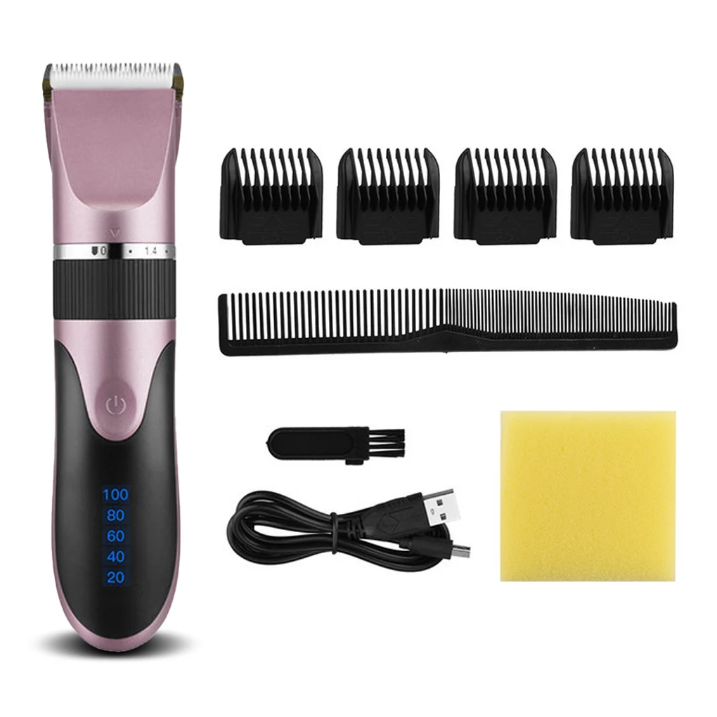 

Electric Hair Clippers 0.8-2.0mm Adjustable Cordless Barber Man Trimmers Washable Shaver Machine with Limit Hairbrushes
