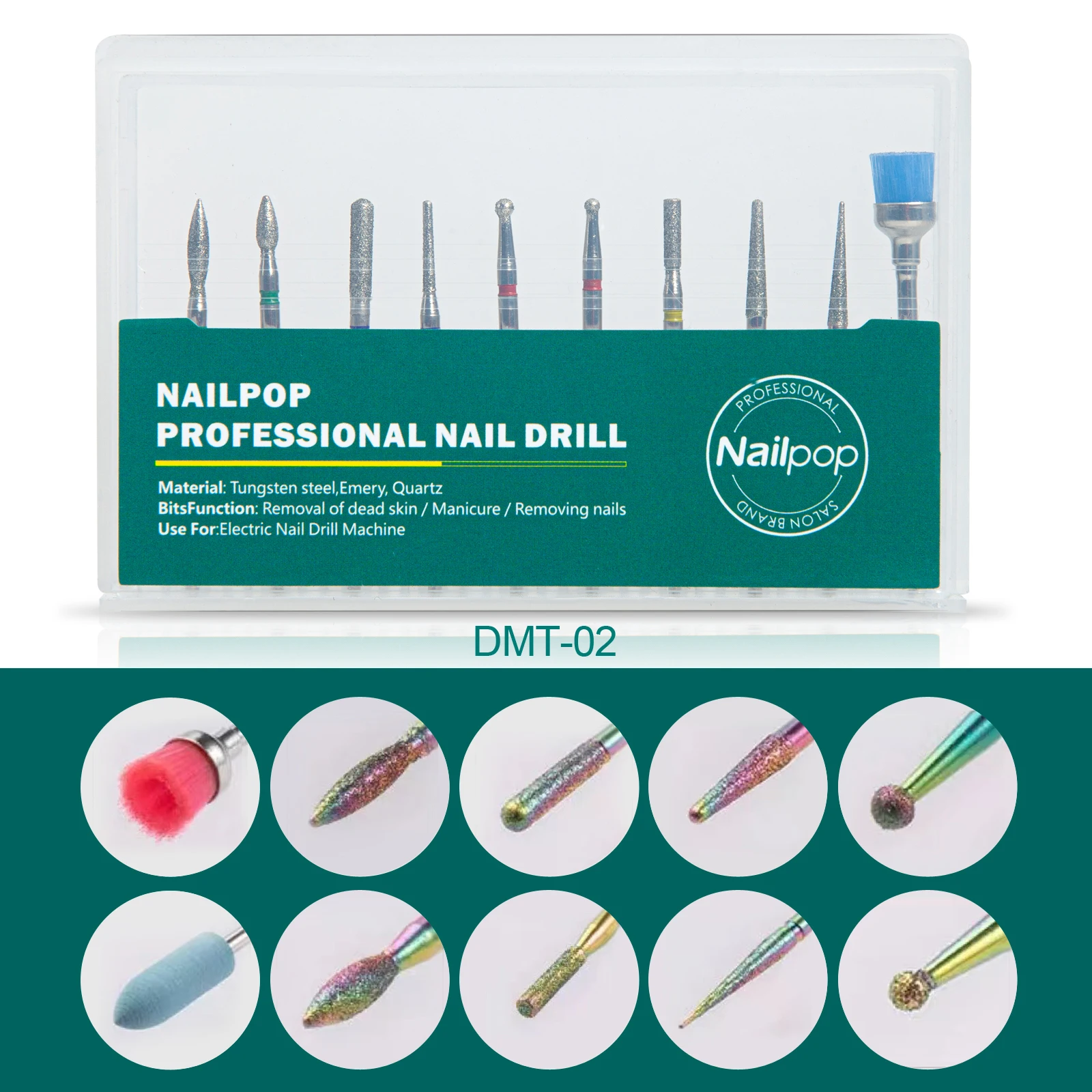 Набор фрез Nailpop для маникюра профессиональные твердосплавные насадки