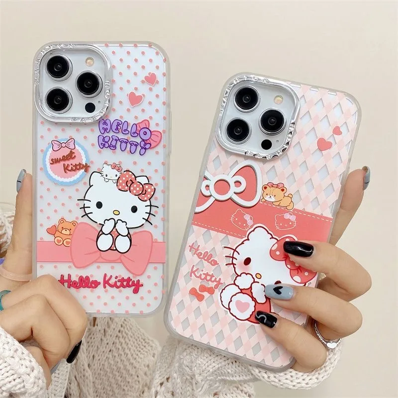 

Sanrio Hello Kitty Plating Phone Cases For iPhone 14 13 12 11 Pro Max Back Cover