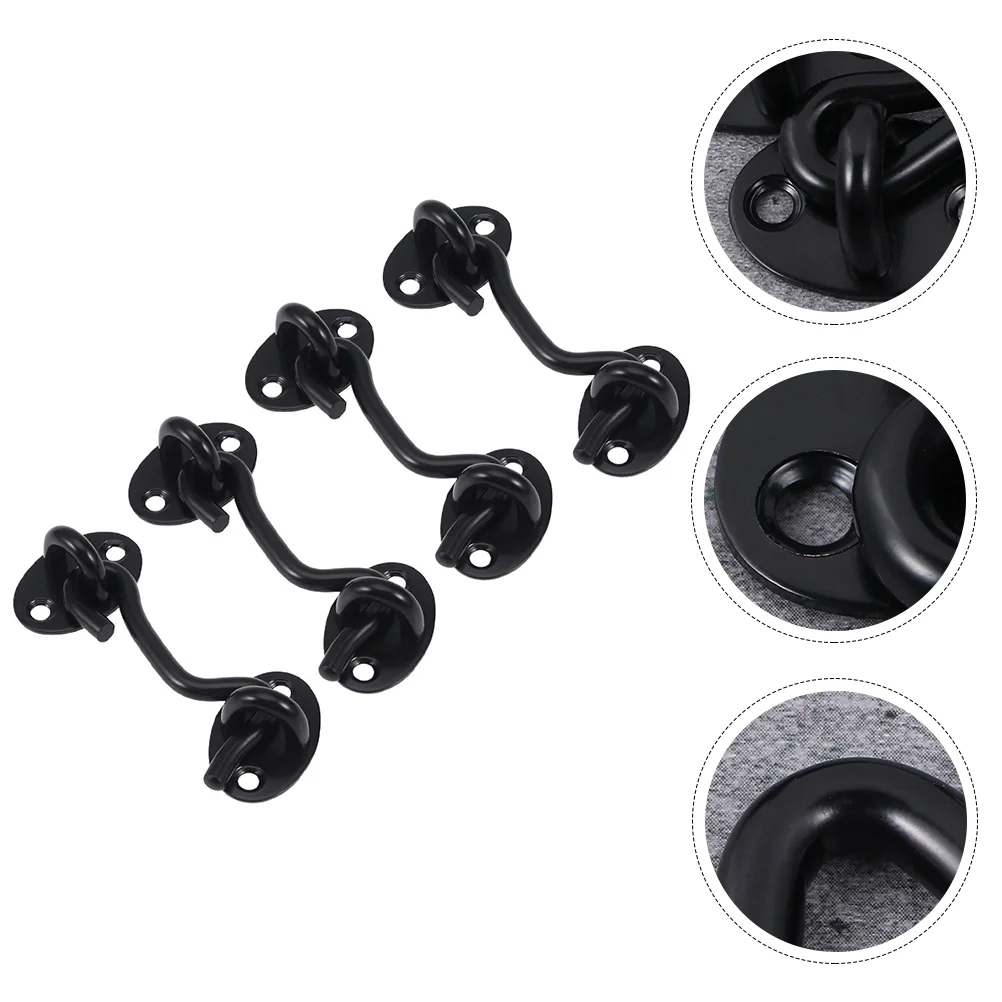 

4pcs Stainless Steel Window Hooks Heavy Duty Locks Window Latches (Black)
