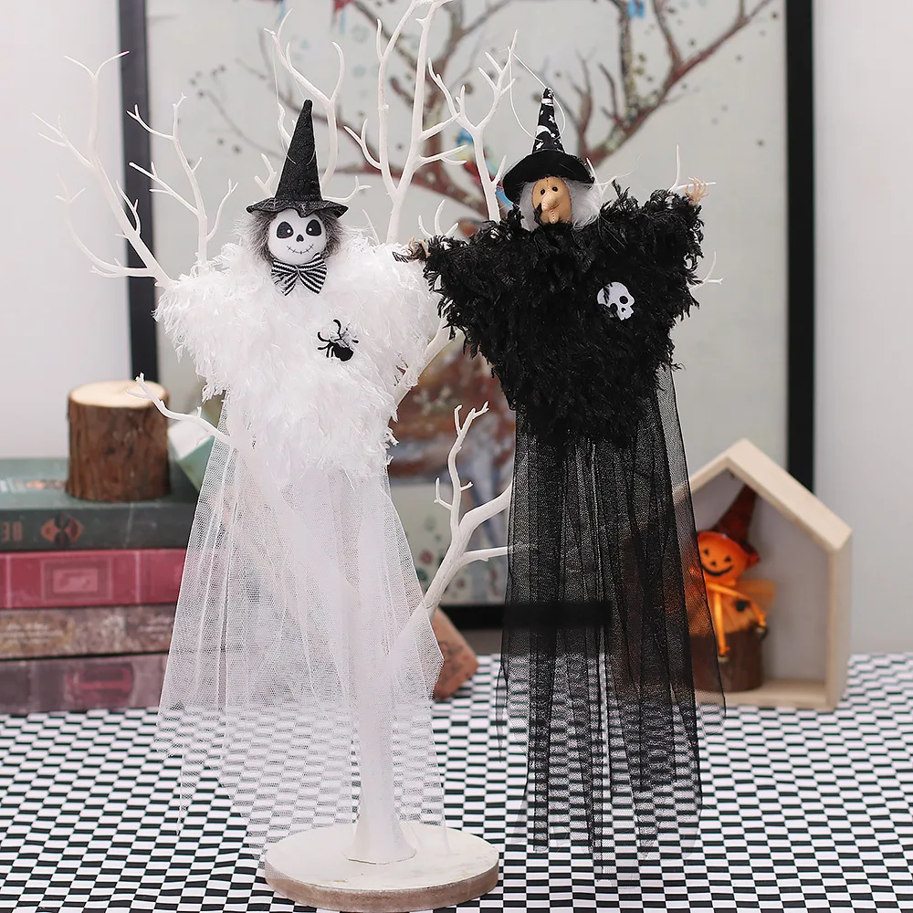 

Mysterious Witch Pendant Fabric Halloween Hanging Terror Gauze Doll Pendant Threaten Halloween Decor Fluttering Ghost Pendant