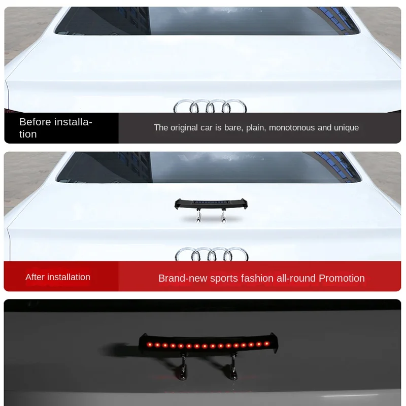 

Solar Tail Light Universal LED Car Rear Spoiler Flashing Warning Waterproof Wing with Smart Sensor Modified Accessories