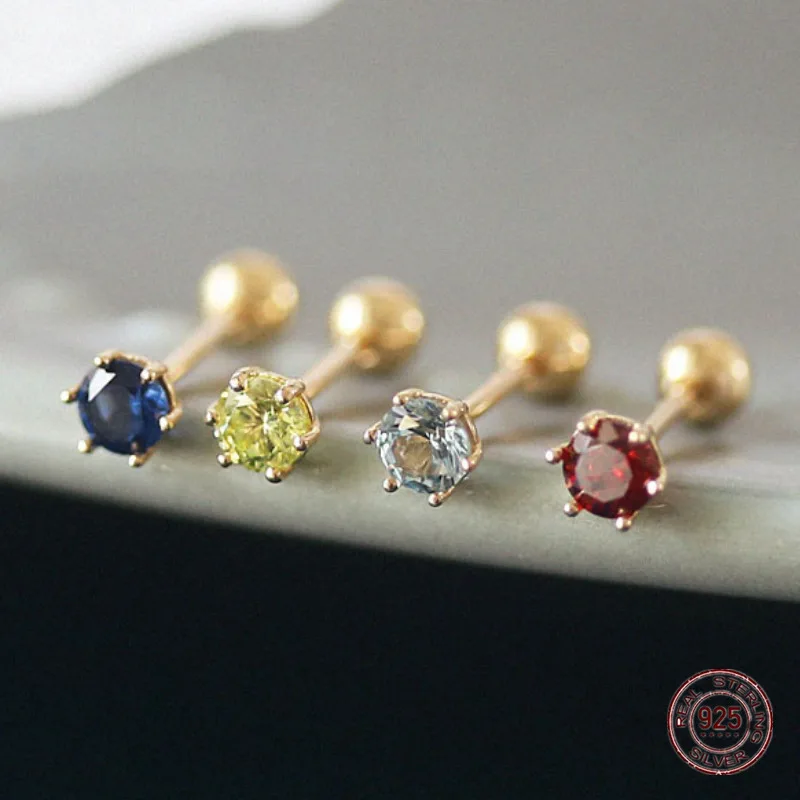 Женские серьги-гвоздики из стерлингового серебра 925 пробы