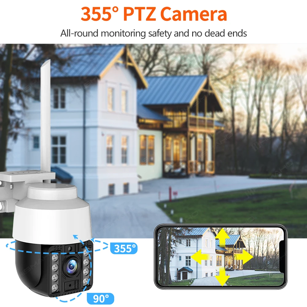8MP 4K PTZ Беспроводная IP-камера WiFi Наружная камера видеонаблюдения Mini 4MP AI