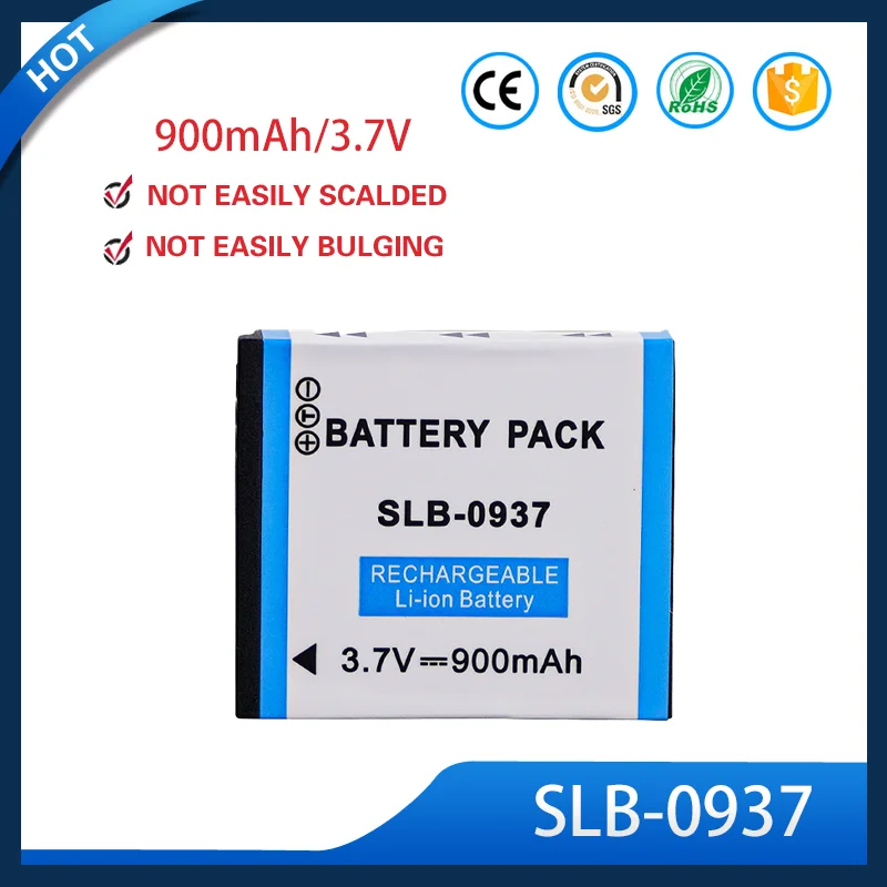 Фото Аккумулятор Li-ion SLB 0937 3.7V 900mAh высокой емкости для камер Samsung I8 L730 L830 NV33 NV4 PL10 ST10, долговечный и безопасный. №1