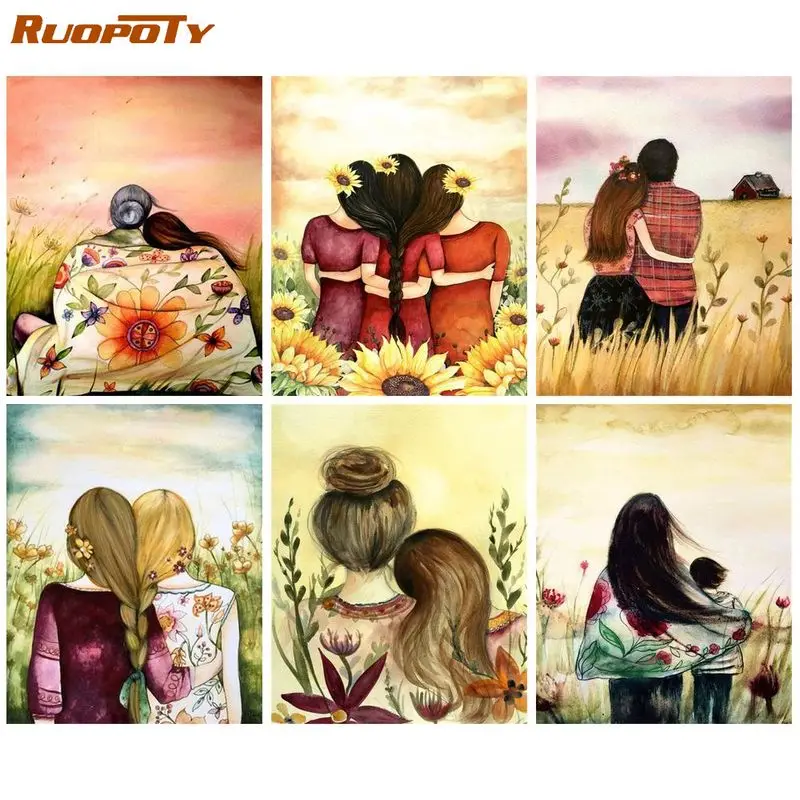 

RUOPOTY Modern Painting By Numbers Diy With Frame Handmade Decorative Paintings Figure Painting Coloring By Number Wall Art