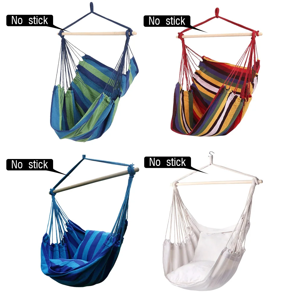 

Portable Canvas Hammock Indoor Chair Swing Stripe Hanging Hammock Bed for Outdoor Reinforced Canvas Hanging Chair NO STICK