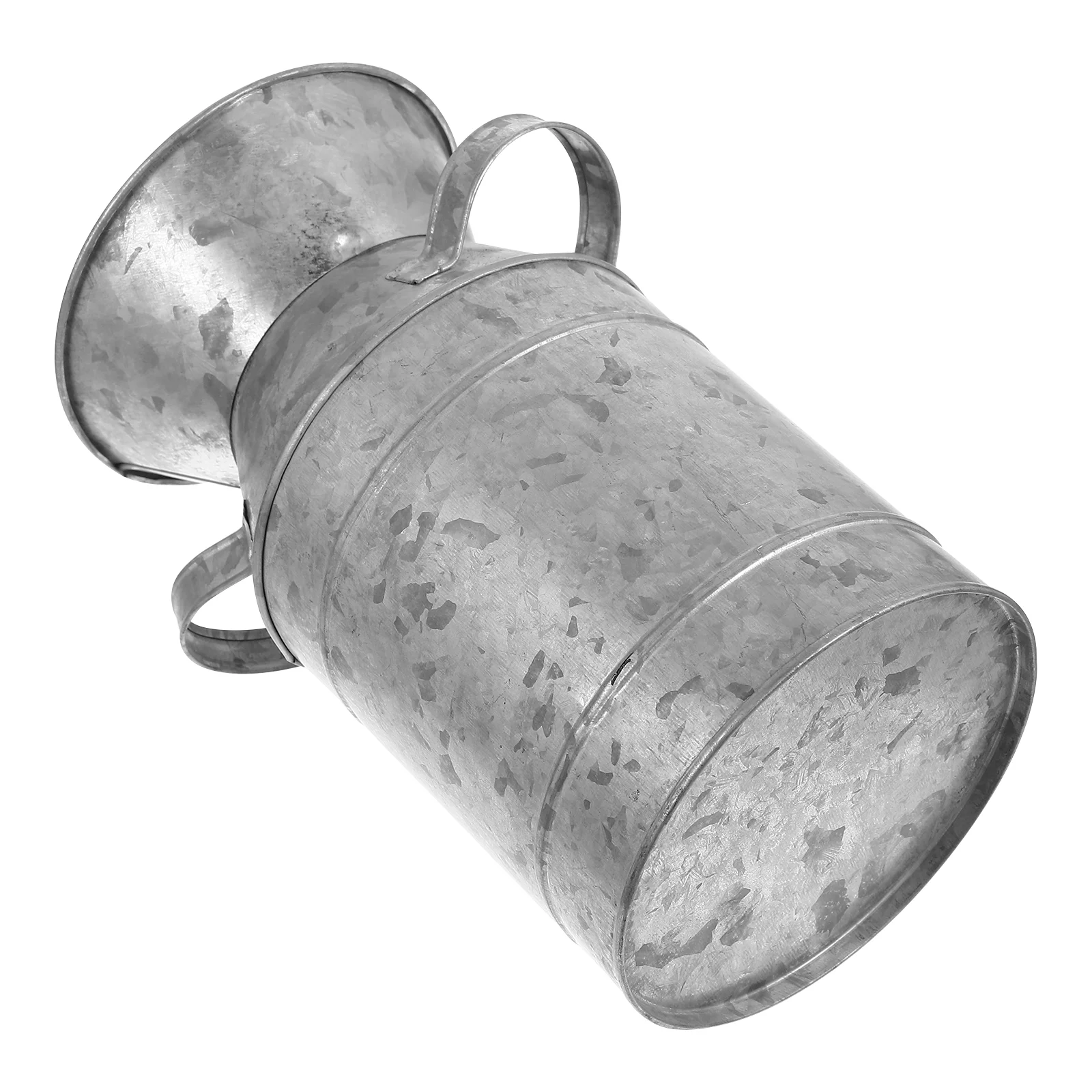 

Shabby Chic Classy Designed Can Galvanized Finish Metal Vase Rustic Primitive Decorative Flower Holder, 7.7