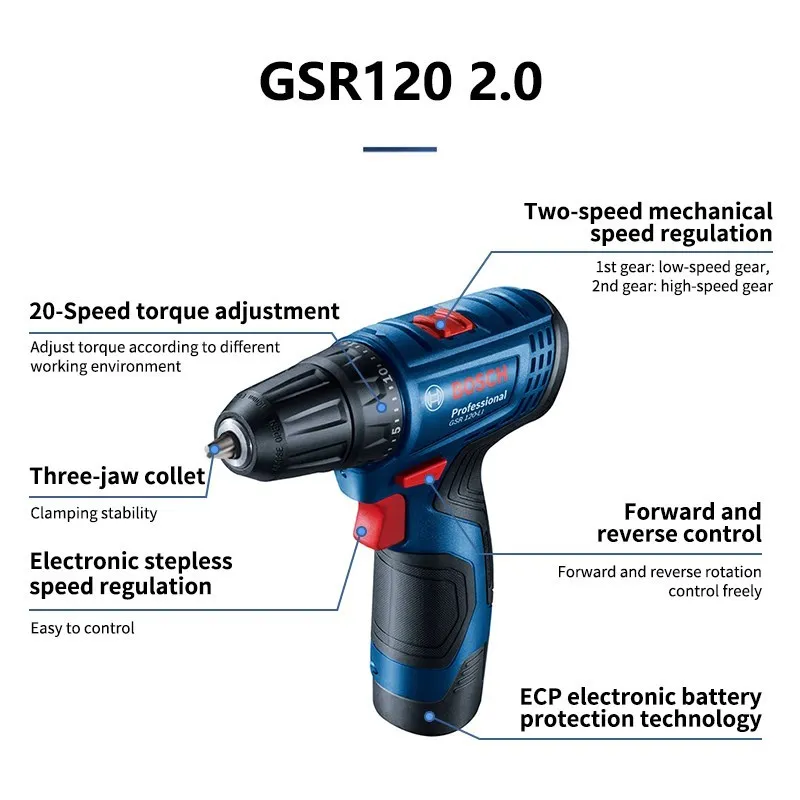 Профессиональная электрическая дрель BOSCH GSR 120-Li беспроводная отвертка с одной