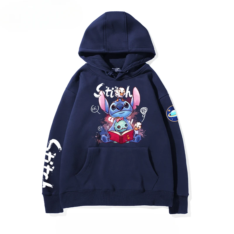 Толстовка с капюшоном Stitch Disney свободная повседневная рубашка длинными рукавами