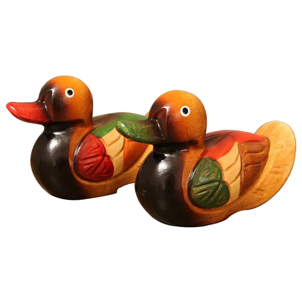 

Duck Mandarin Figurine Animal Statue Model Wood Figurines Love Couple Wedding Ornament Birds Chinese Wooden Feng Bird Shui