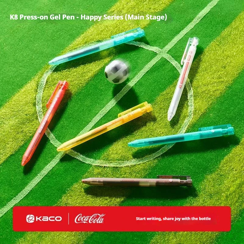 Фото Набор из 6 нейтральных ручек KACO K8 Football, совместная коллекция с Coca-Cola, ручка с тонким наконечником 0,5 мм большой емкости для ведения дневников, учебы и рисования. №2