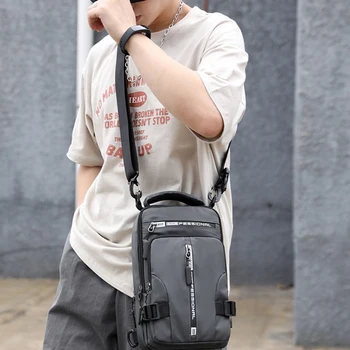 Men Nylon Backpack Rucksack Cross body Shoulder Bag with USB Charging Port Travel Male Knapsack Daypack Messenger Chest Bags New