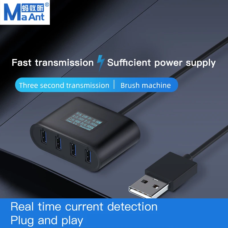 

MaAnt MY100-C 4-Port USB Hub Current Detector for Brush Machine Phone Compatible USB Extension Interface Test Repair