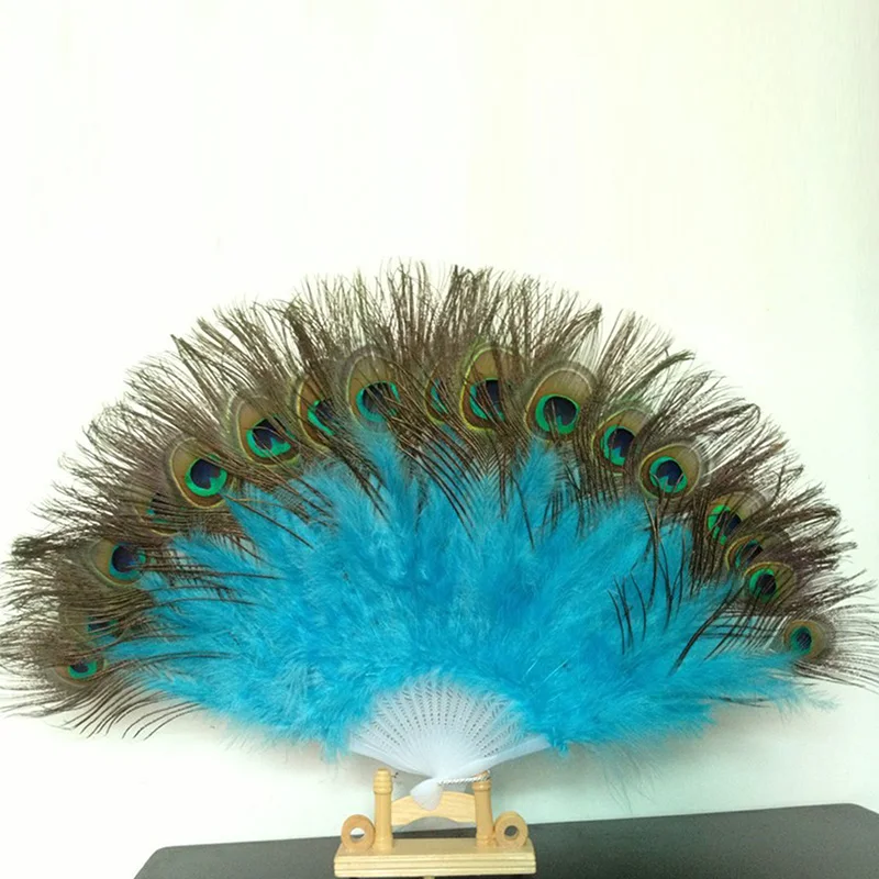 

Hand Fans Wedding Lace Feather Fan Women's Clothing Folding Fan Belly Dancer Fan Peacock Malabu Feather China