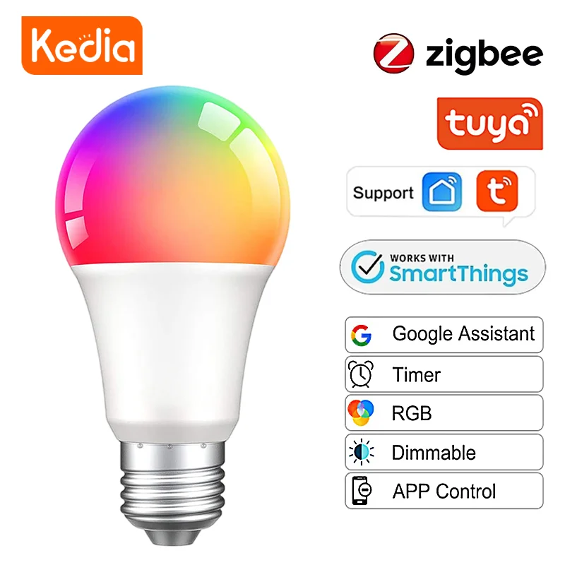 

Светодиодная лампа Tuya Zigbee 3,0 RGBCW, умный дом, 9/12/15/18 Вт, E27, 90-250 В, управление через приложение, работает с Alexa Google Home