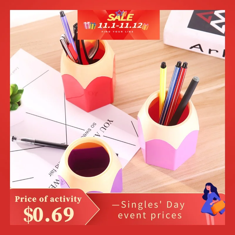 

Pencil Shaped Make Up Brush Pen Holder Pot Office Stationery Storage Organizer School Supplies for kids Pens Holder DropShipping