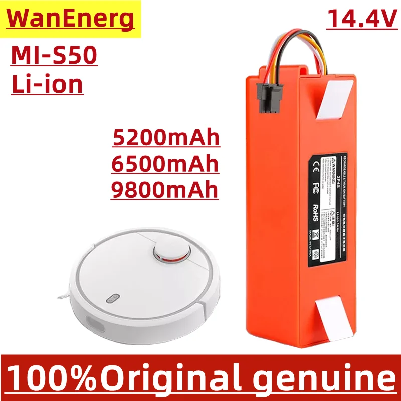 

New 14.4V 5.2ah 6.5 ah9.8ah lithium ion battery vacuum cleaner accessories Xiaomi robot vacuum cleaner roborock S50 s51 T4 T6