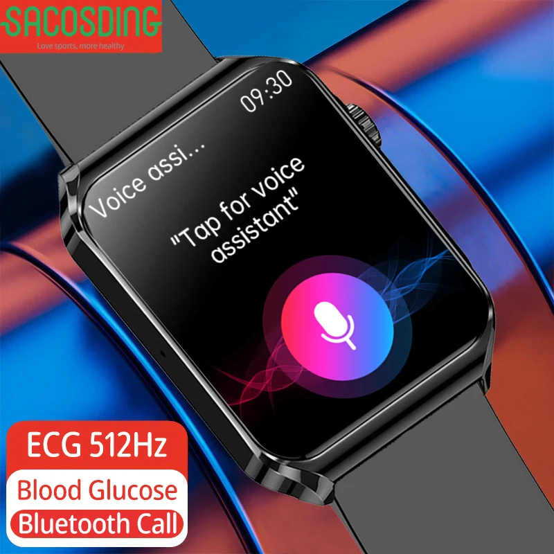 

2023 Bluetooth Call Smart Watch Voice assistant Blood Glucose Monitor ECG HRV MET Clock Sports Watches Waterproof Smartwatch Men