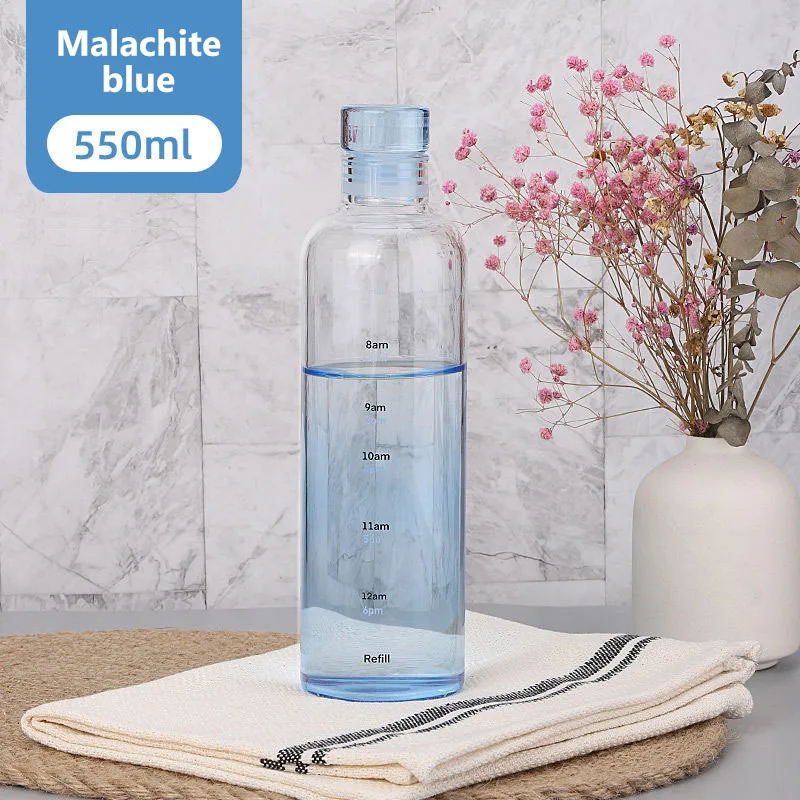 

500ml Large Capacity Glass Bottle With Time Marker Cover For Water Drinks Transparent Milk Juice Simple Cup Birthday Gift