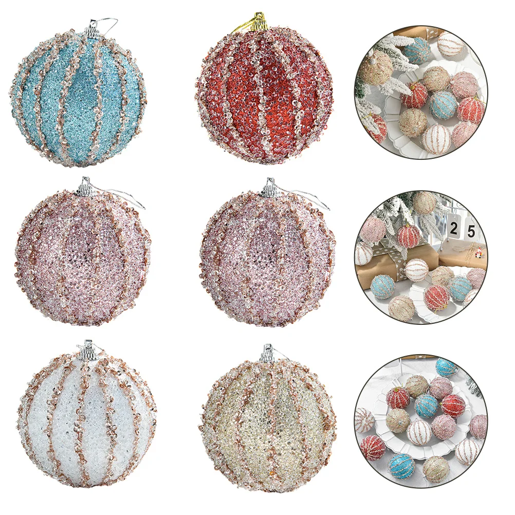 

8cm Glitter Christmas Ball Ornaments Xmas Tree Hanging Pendant New Year Party Decoration Noel Navidad Natal