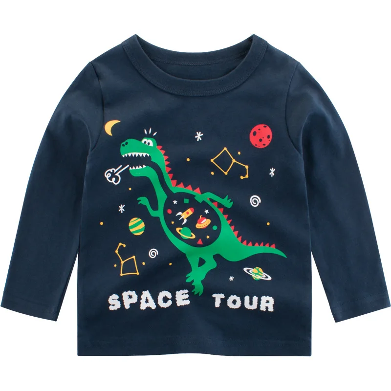 

T-shirt Sweater Children's Clothing Spring Long-sleeved Bottoming Shirt Kids Clothes Baby Boy Tops Cotton Dinosaur Cartoon