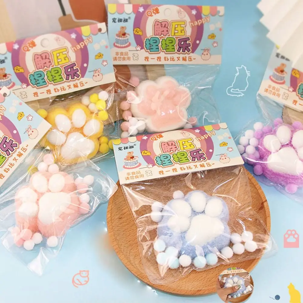 Мягкая плюшевая игрушка для сжатия кошачьей лапы сенсорная TPR мультяшная