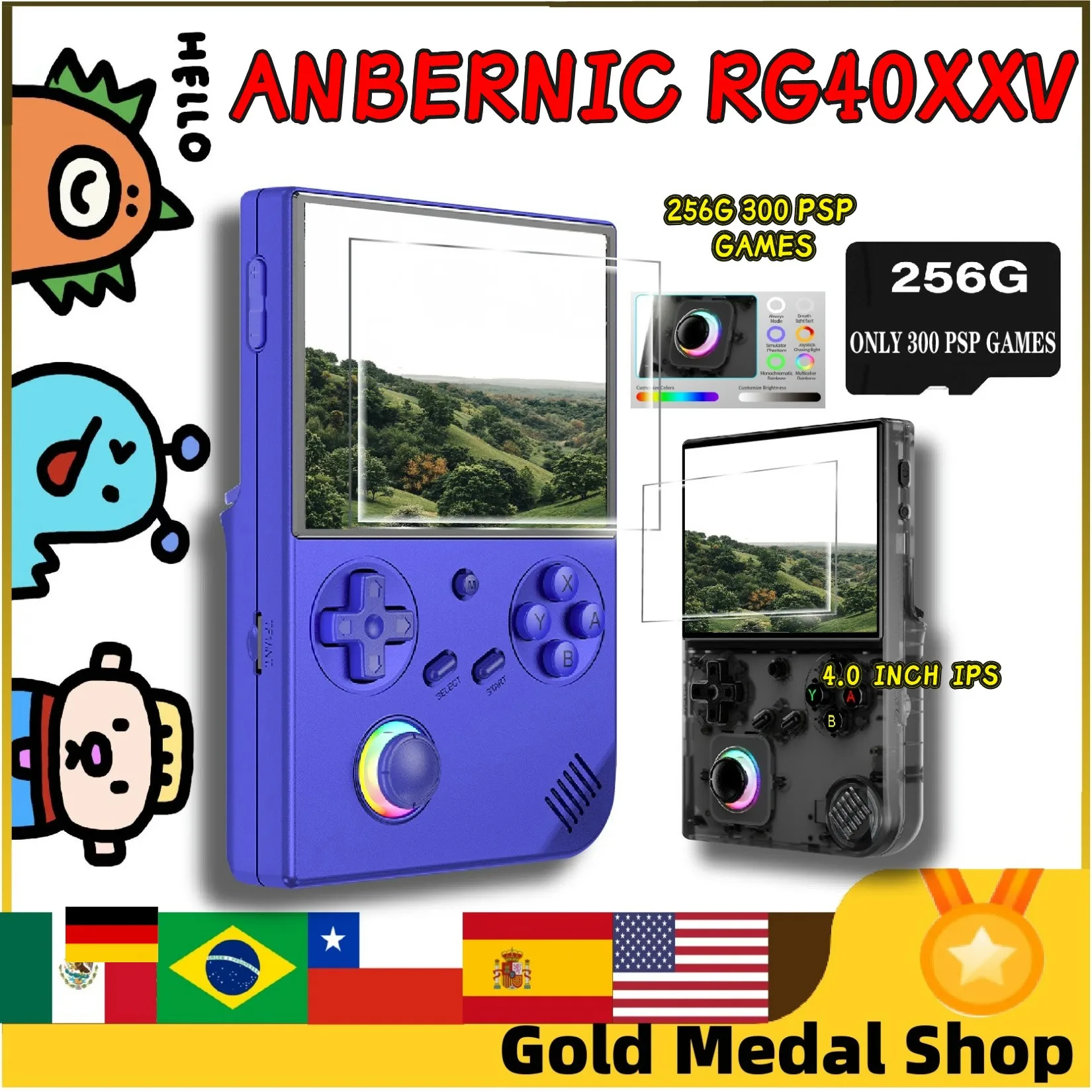 ANBERNIC RG 40XXV RG40XXV Ретро портативная игровая консоль Видеоигровые консоли Поддержка