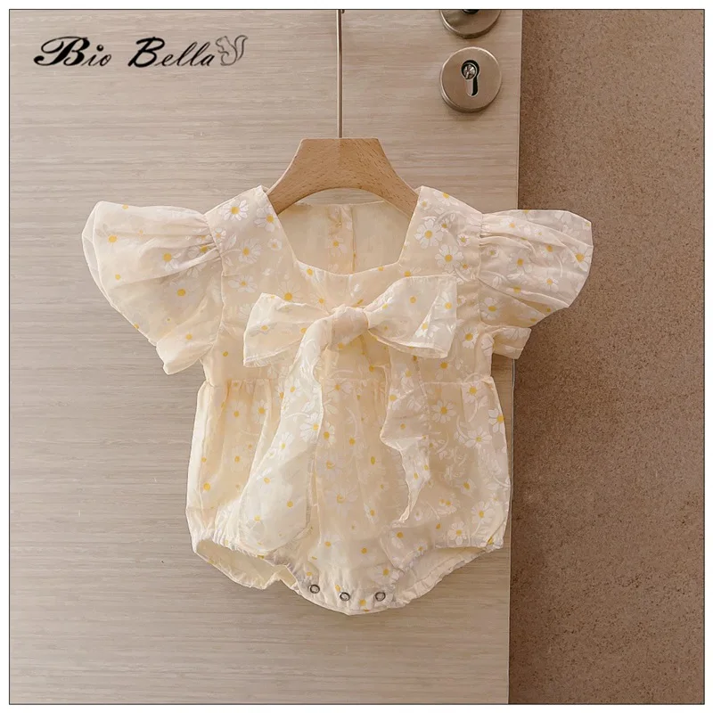 

Детское летнее боди с коротким рукавом, с бантом