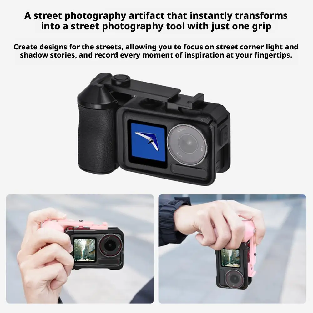 Фото Ручка для экшн-камеры DJI Action 3/4/5 PRO, ручка из АБС-пластика, уличная фотография, необходимый аксессуар, черный, синий, розовый №2
