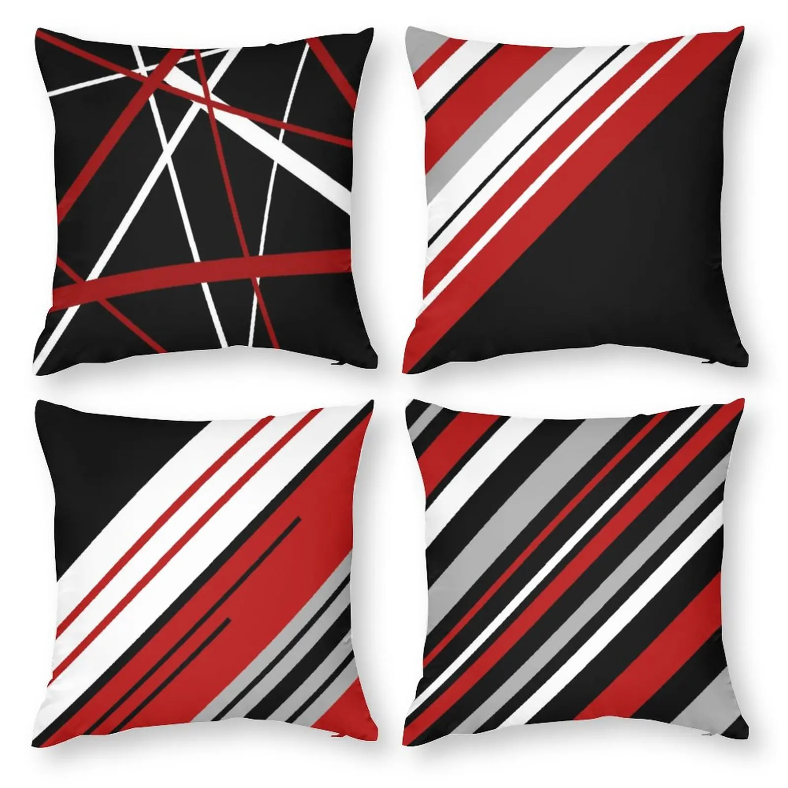 

Throw Pillow Cover 18x18 Inch Red and White Black Background Polyester New Square Slipover Double-Sided Printing Pillowcase