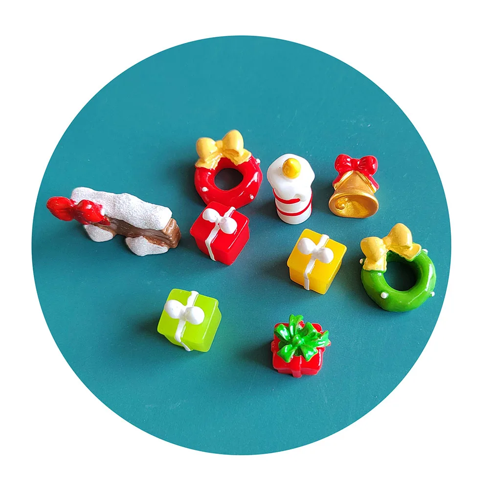 

Kawaii Flat Back Cartoon Resin Christmas Cabochon Mini Candle Gift Box Crafts Deco DIY Doll HouseAccessories