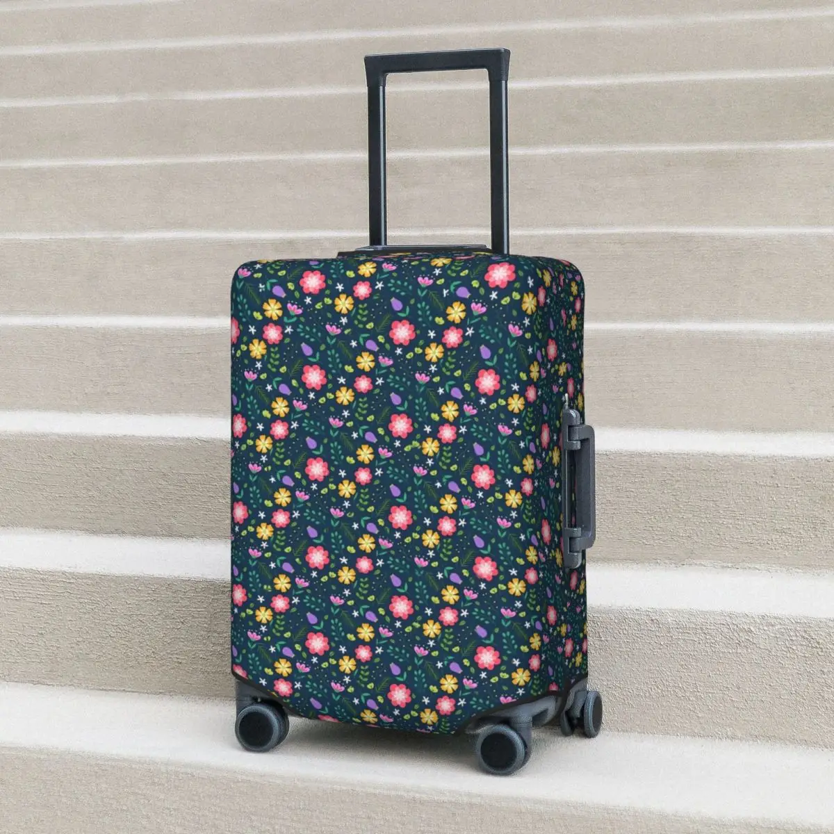 

Ditsy Floral Print Suitcase Cover Colorful Flower Vacation Cruise Trip Practical Luggage Accesories Protection