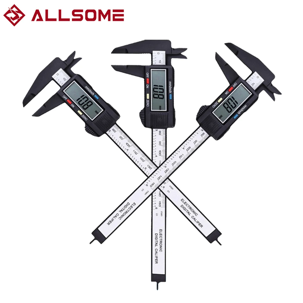 

ALLSOME 0-150mm Vernier Caliper Plastic LCD Digital Caliper Measuring Tool