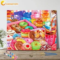 chenistory painting by number food landscape drawing on canvas gift diy colored doughnuts kits handpainted art home decor