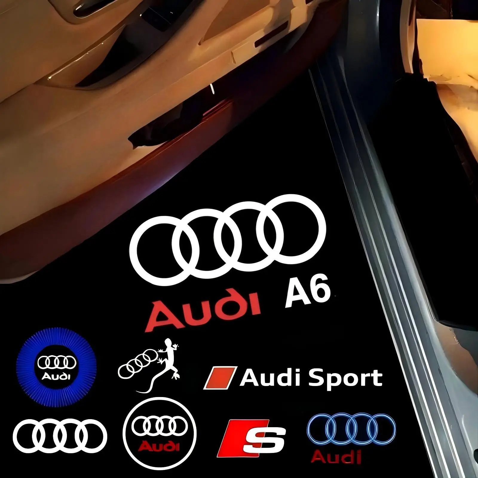 2X для Audi A6 C5 C6 C7 C8 2020-2023 2022 2021 2020 2019 2018 2017 2016 S Line светодиодный логотип Автомобильная