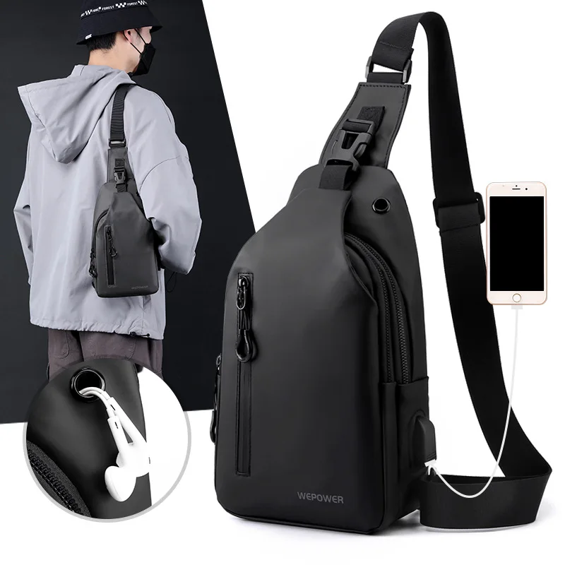 

New Male Breast Bag Leisure Large Capacity Single Shoulder Crossbody Bag Korean Version Anti-splash Trend Backpack