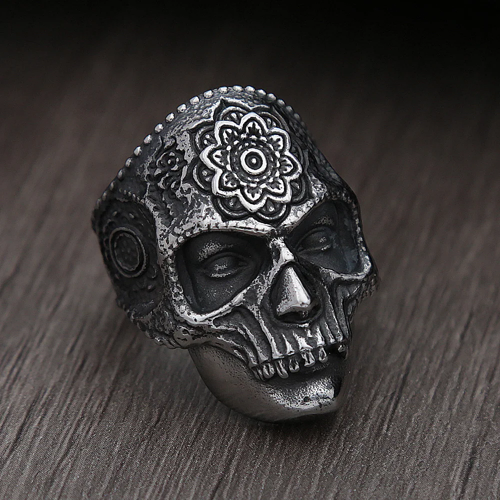 Мужское кольцо из нержавеющей стали 316L Винтажное с изображением мандалы цветка