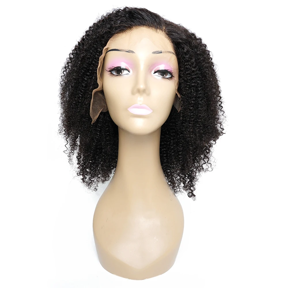 Kinky Curly 13*4 Lace Frontal Wigs Natural Color Remy Indian Human Hair 150% Density Afro Curl 13x4 Front Lace Wig For Women
