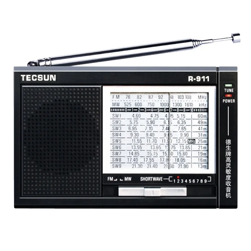 Tecsun R-911 Высокочувствительный стереоприемник FM / MW SW 11 диапазонов