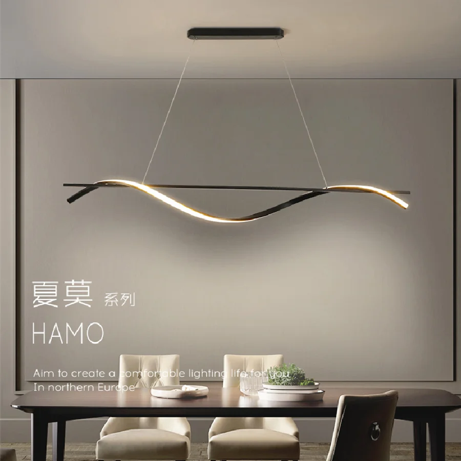 

Chandelier designer dining room lamp Nordic minimalist word strip lamp office lamp modern minimalist dining table lamp
