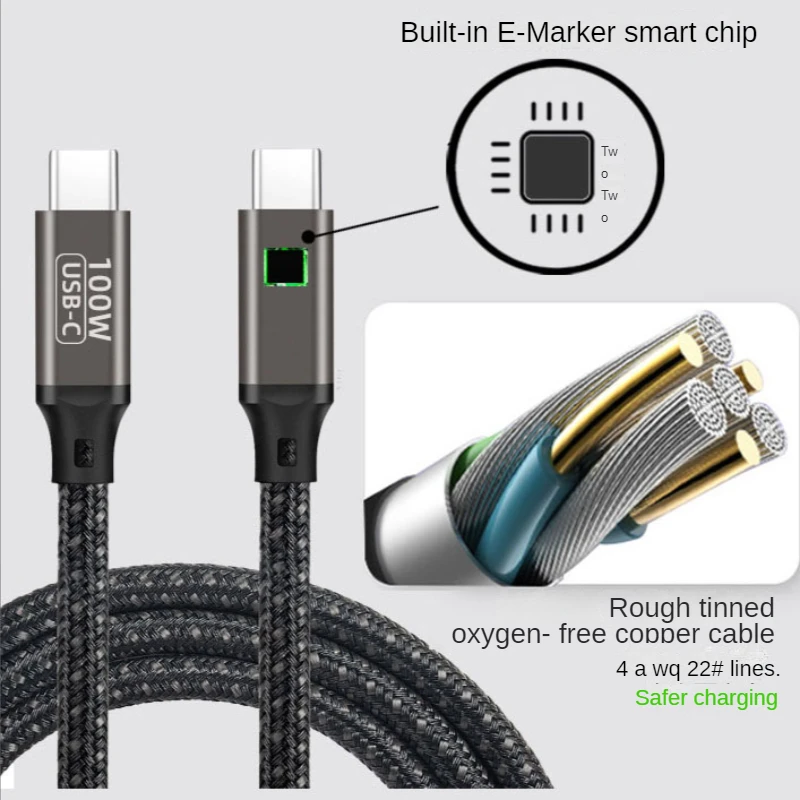 Кабель TpyeC-Type C 240 Вт, 100 Вт, 66W18W, PD3.1, E-marker, шнур для быстрой зарядки, кабель для Xiaomi, Samsung, Huawei, Macbook, iPad 12 (art.: 3920bf97871e7) - 3920bf97871e7
