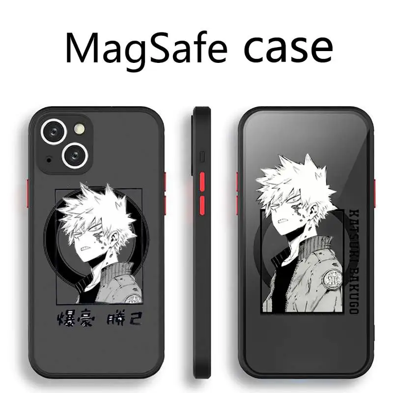 

Чехол для телефона Bakugou Katsuki моя геройская Академия прозрачный Магнитный Магнит Magsafe для iPhone 13 12 11 Pro Max Mini