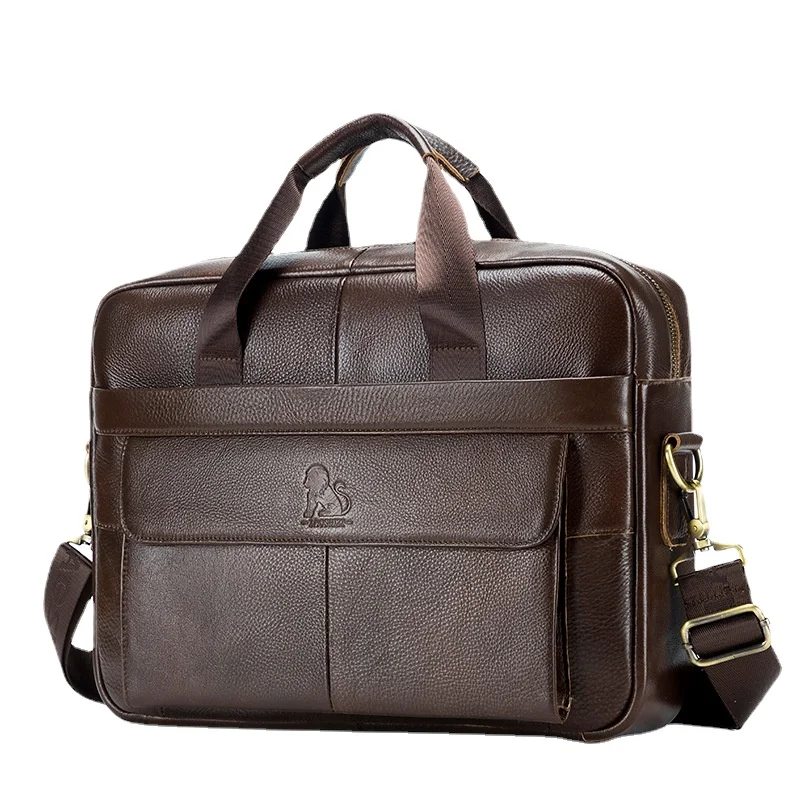 Men's Bag Laptop Business Briefcase Leather Men's Shoulder Bag 14 Inch Waterproof Laptop Bag Shoulder Handbag A4 File Package