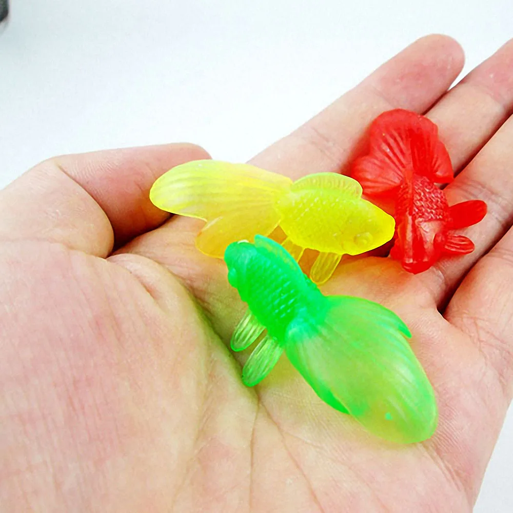 10pcs Simulation Goldfish Baby Bath Toys Soft Rubber Fish Kids Toys Water Play Beach Toy Educational Learning Toys for Children