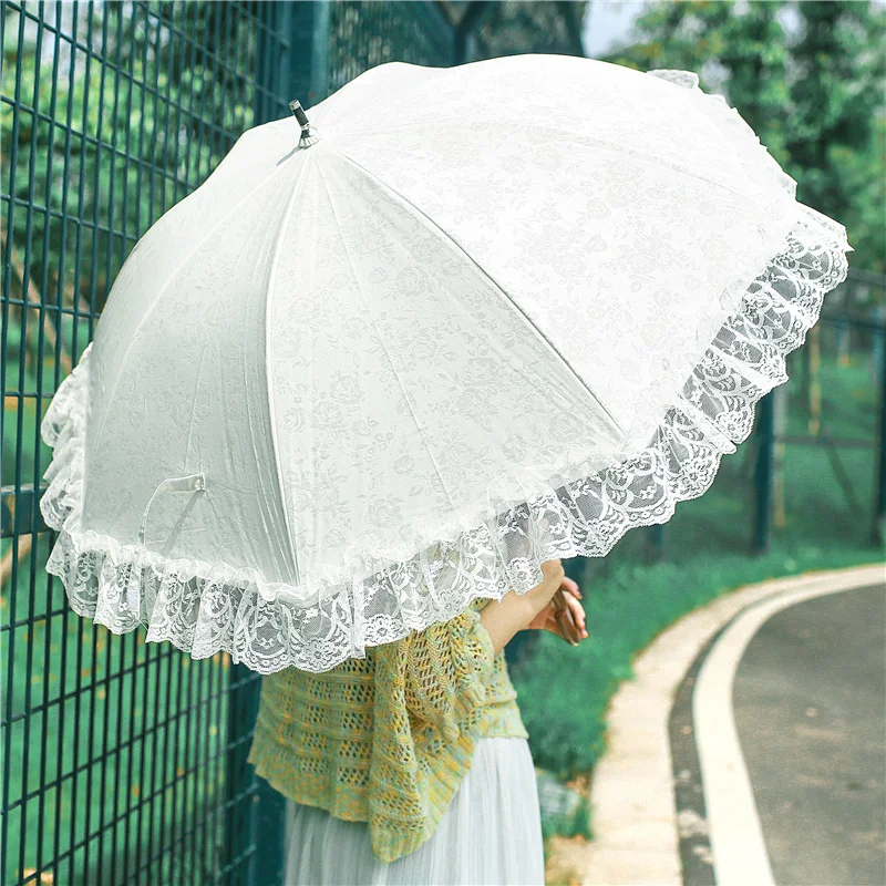 

Kids Lace Umbrella Women Flower Long Handle Umbrella Wedding Sunshade Girls Umbrellas Decoration Outdoor Furniture XF11GM