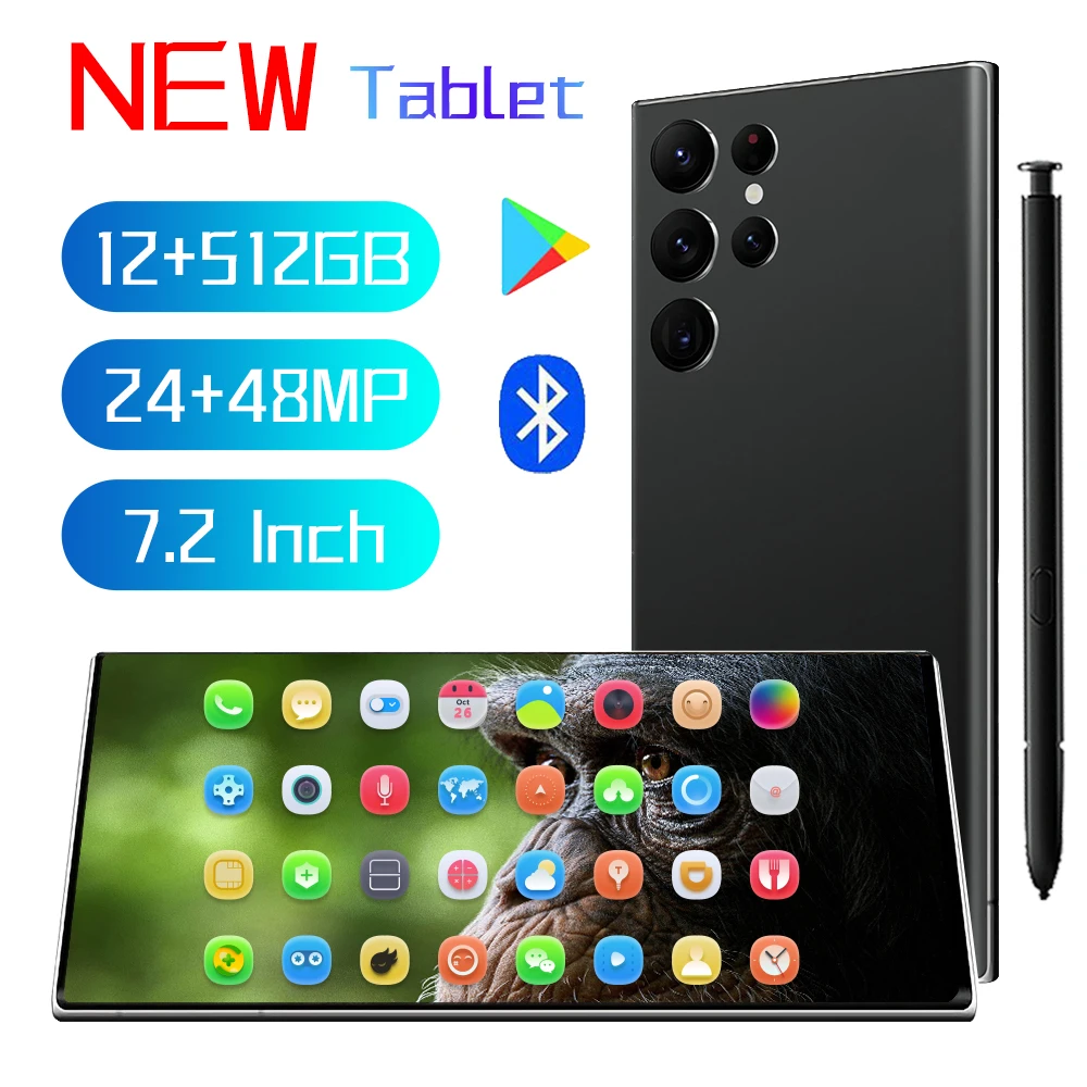 

Cheap and Good Tablet Android Dual SIM 5G S22 Ultra Mini Pc 7.2 Inch Face ID 16GB 512GB Global Version 5600mAh Laptop 10 Core