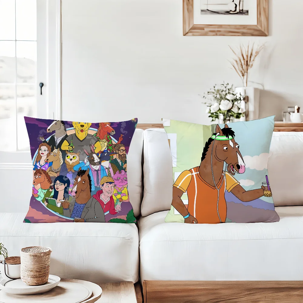 Фото Наволочка с рисунком B-BoJack H-Horseman, декоративная наволочка для дома, подходит для спальни, автомобиля, офиса, дивана №1