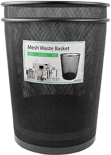 

Black Mesh Trash Can Wastebaskets, Round, 6 Gallon-2 Pack